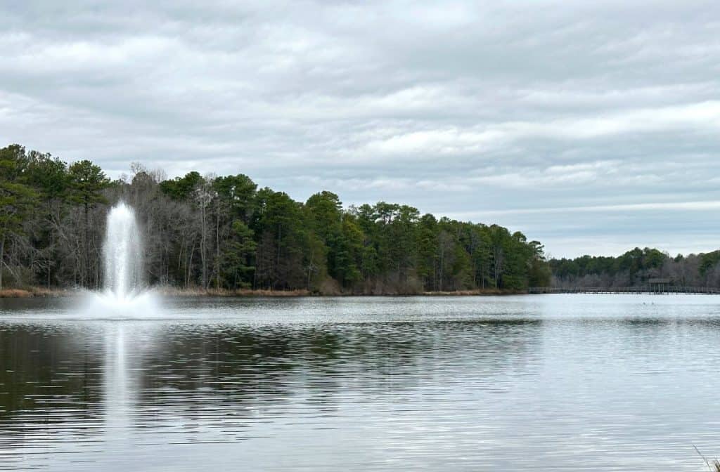 View of the lake at Aberdeen Lake Park, perfect for things to do in Pinehurst NC