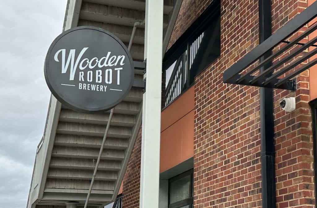 Wooden Robot Brewery Sign
