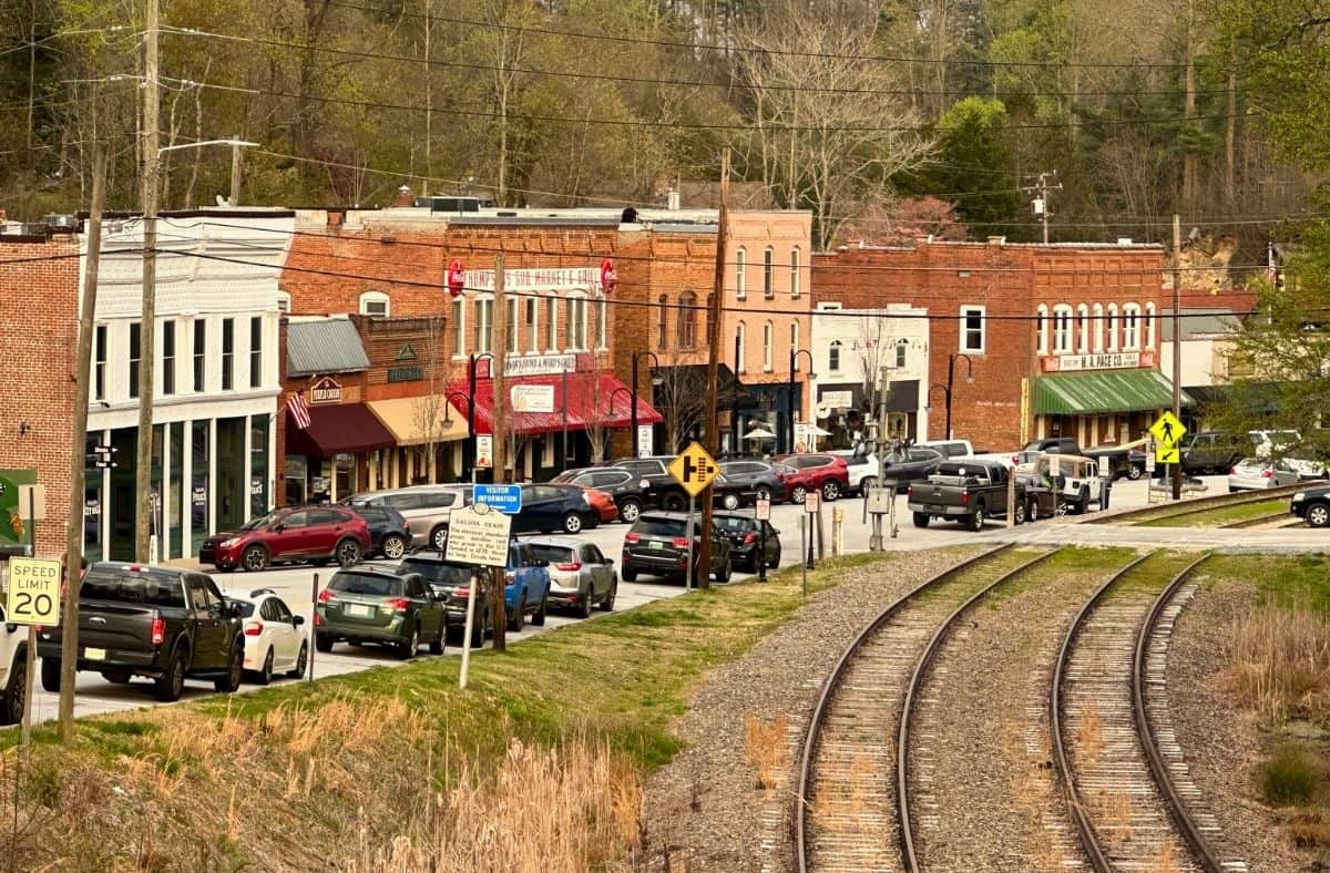 Overlooking downtown Saluda NC with train tracks