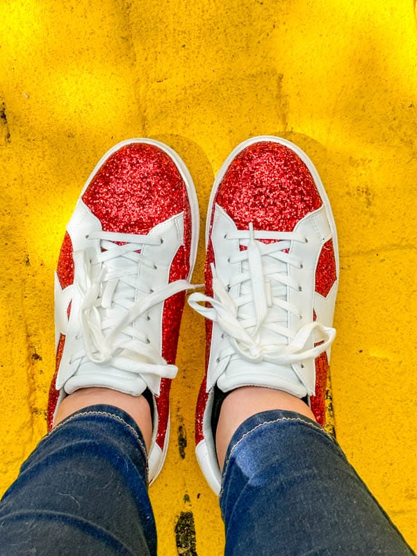 Ruby Sneakers on the Yellow Brick Road