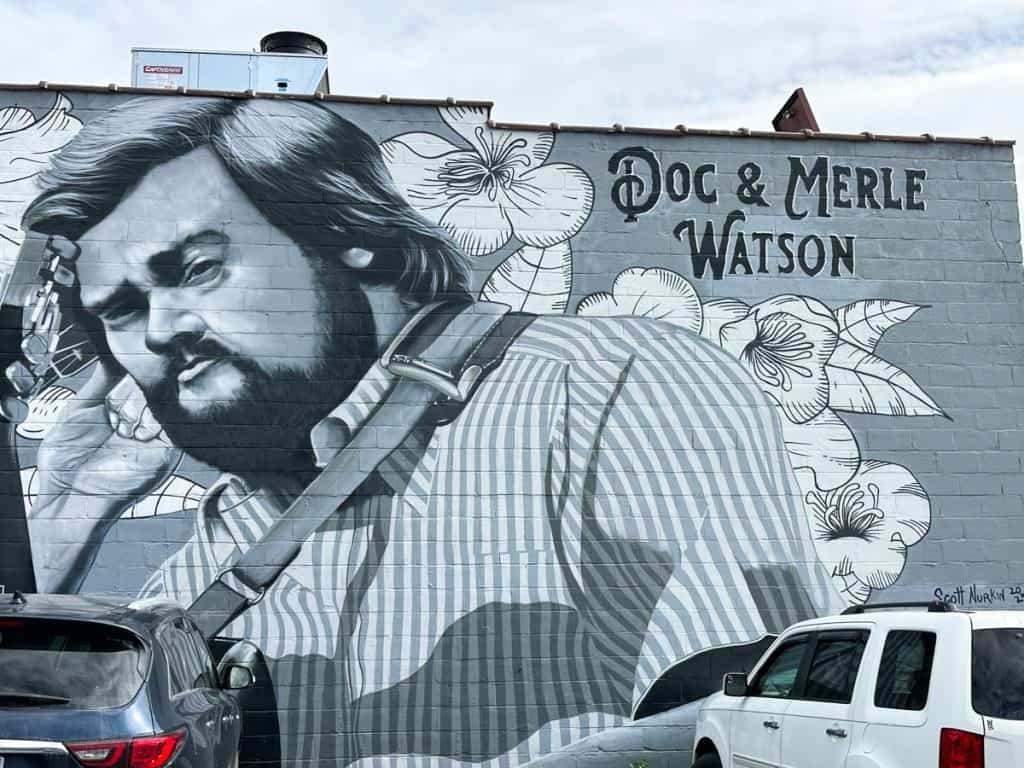 Doc and Merle Watson Mural in Downtown Boone NC