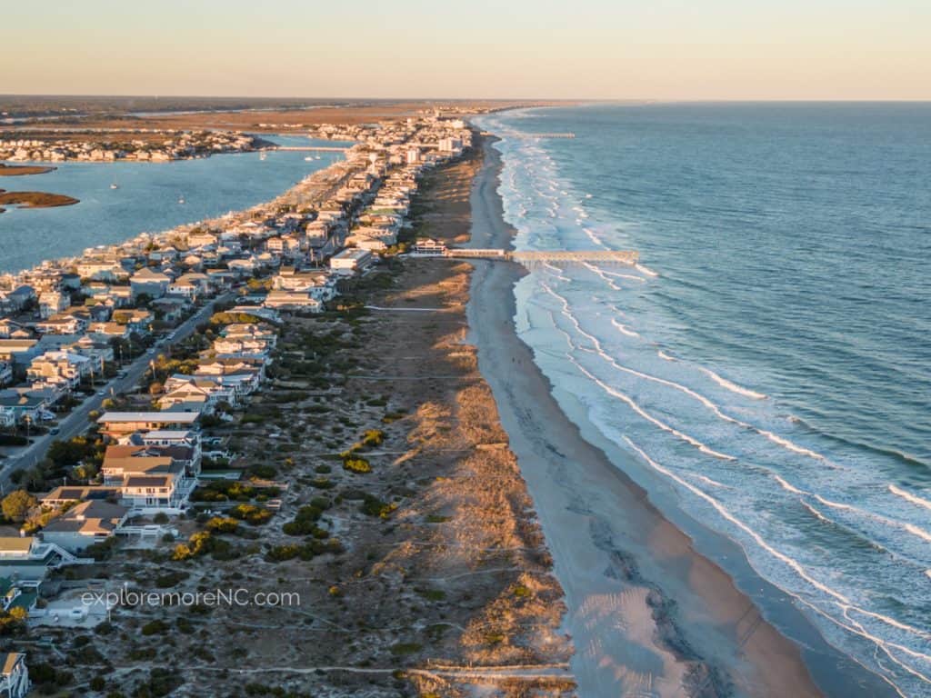 Aerial View of Wrightsville Beach NC looking north with Crystal Pier in the image