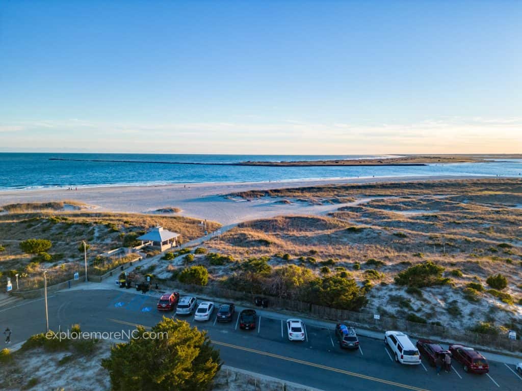 Parking at Beach Access #43 and #44 Aerial View of Wrightsville Beach NC looking south